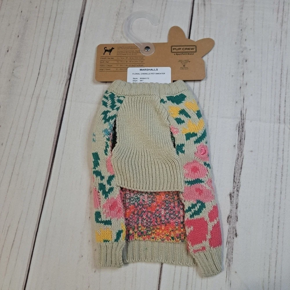 Pup Crew Floral Dog Sweater SIZE XS